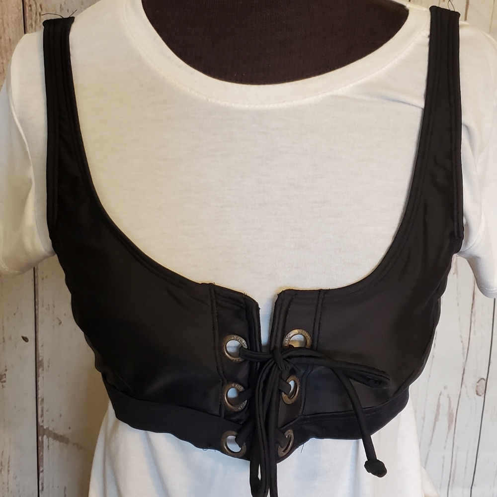 Venus corset style lace up bra black Small